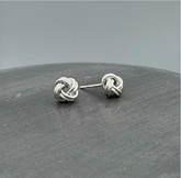 Silver Double Line Knot Stud Earrings