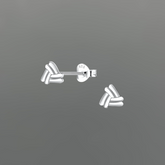STS559 | Silver Double Line Triangle Stud Earrings