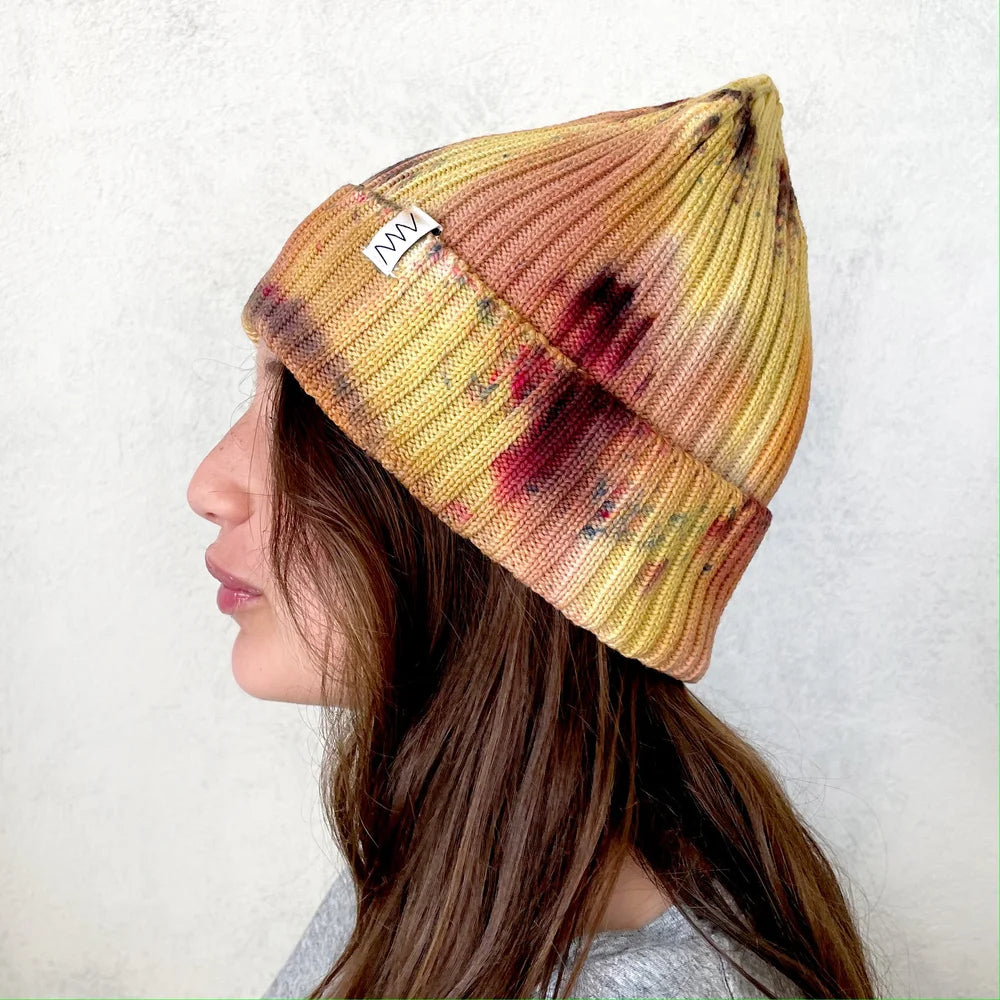 Hand-dyed Beanie Hat - Sunflower