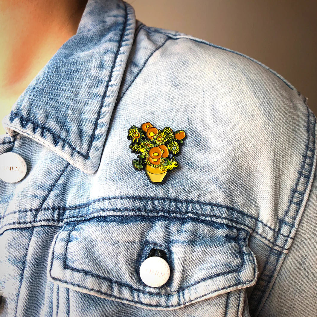Van Gogh Sunflowers Pin