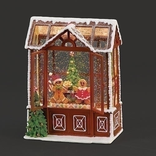 8.5" Lighted Swirl Greenhouse w/Gingerbread