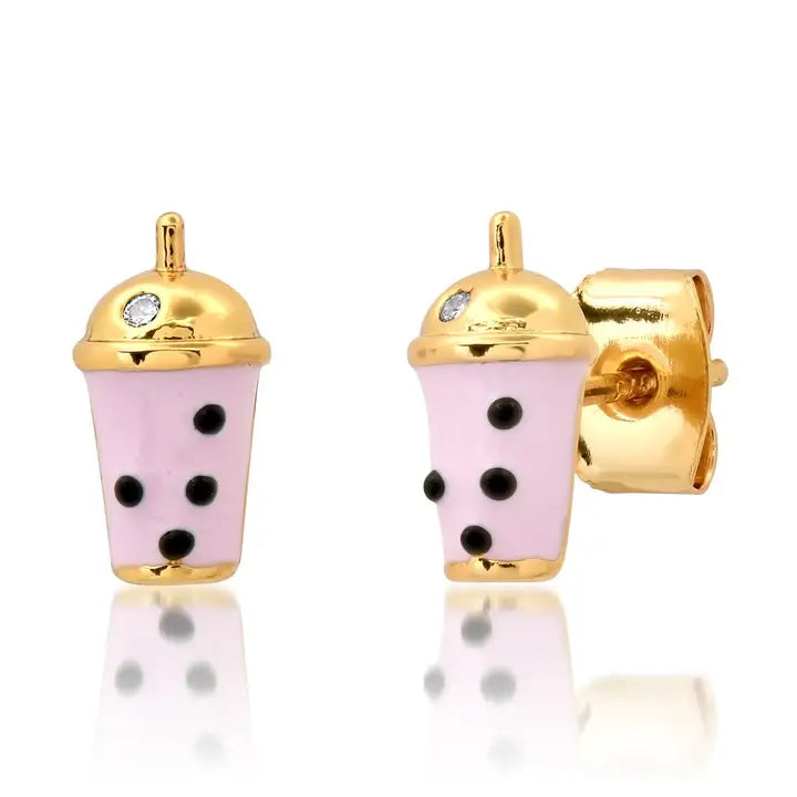 Enamel Boba Tea Studs - Lilac