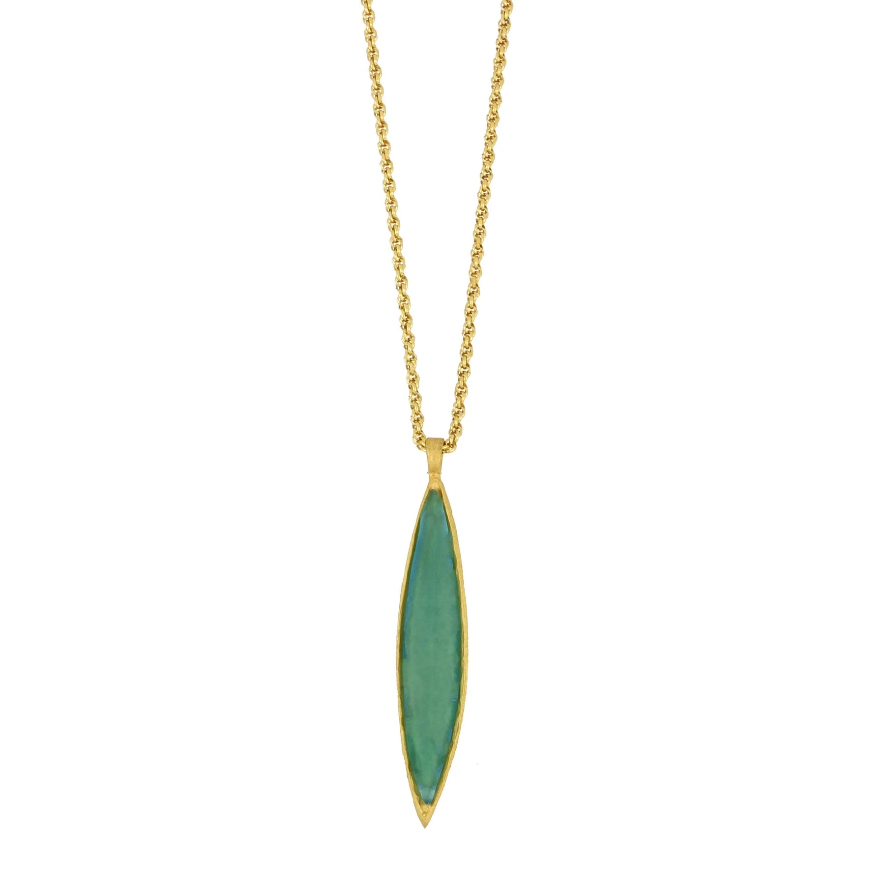 Eucalyptus 28" Adj. Long Leaf Pendant Teal