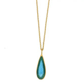 Tear Drop Bubble Pendant 16" Adj Turquoise