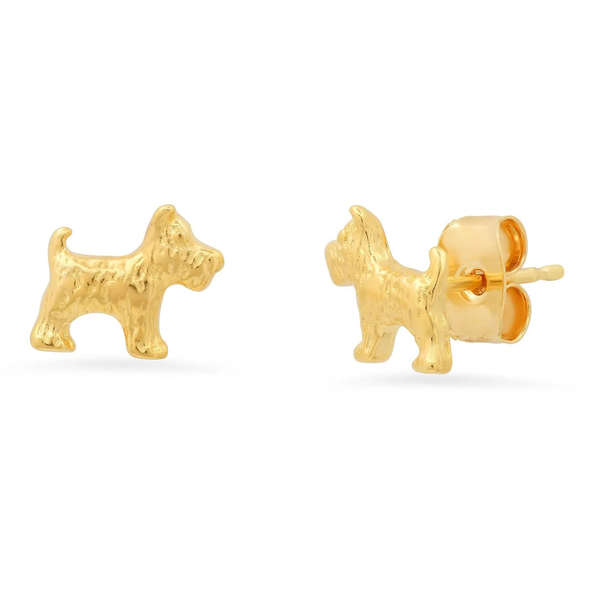 Gold Terrier Dog Post Earrings
