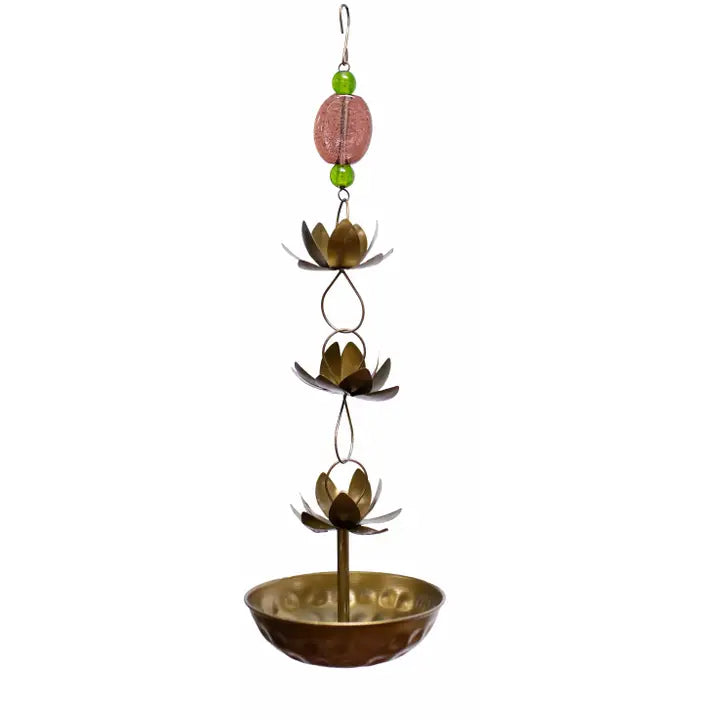 Three Lotus with Bowl & Beads Chime