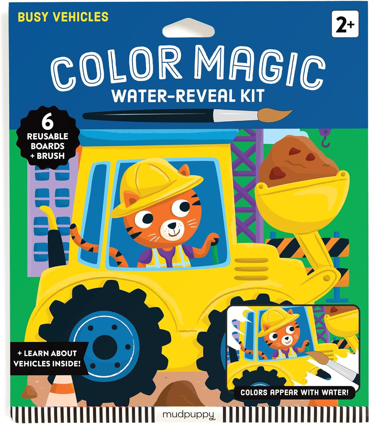 Mudpuppy - Busy Vehicles Color Magic Water-Reveal Kit