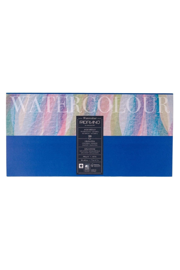 Fabriano Studio Watercolor Block, Cold Press - 140lb, 7.75"x15.75", 20 sheets
