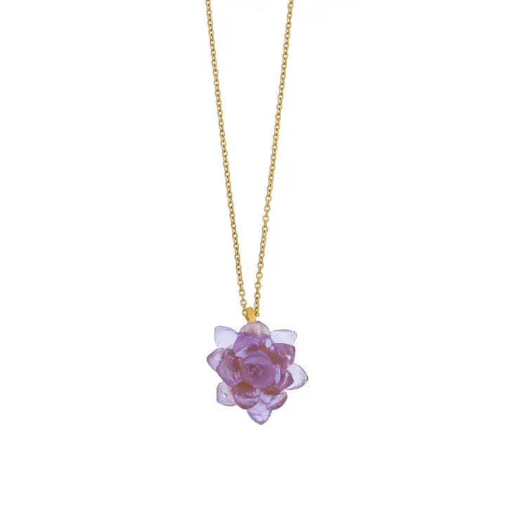 Water Lily Flower Pendant 16" Adj Lavender