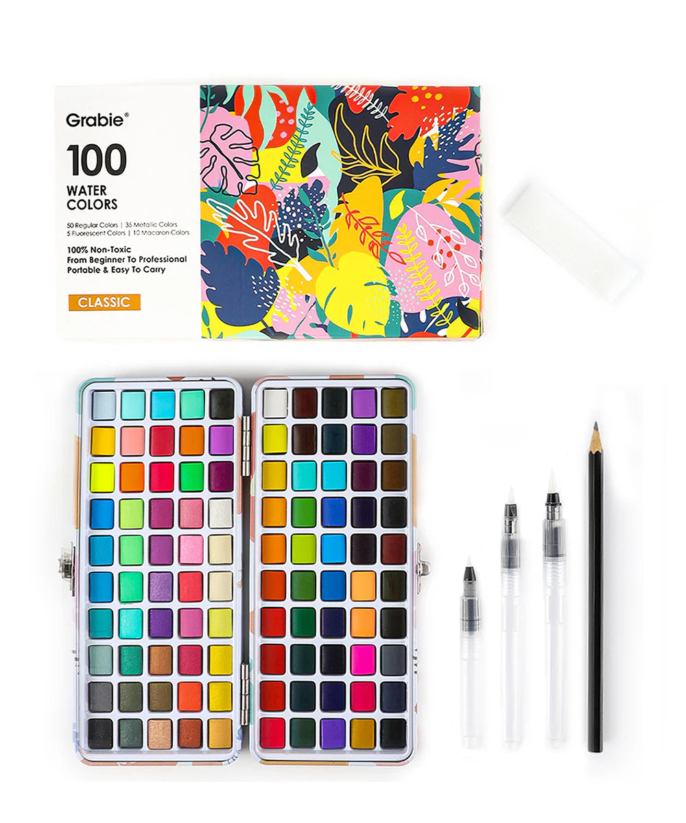 Watercolor Set of 100 w/Brushes