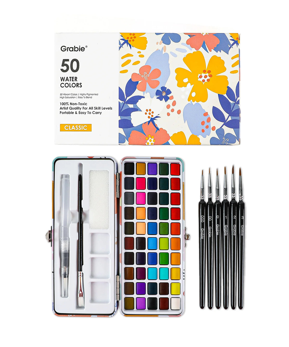 Watercolor Set of 50 w/Brushes