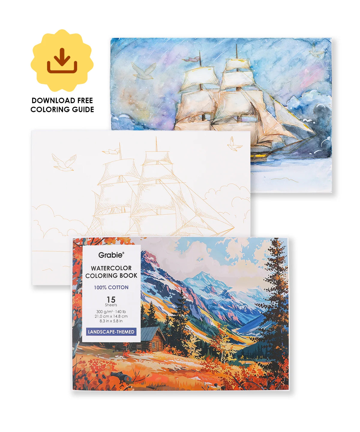 15 Sheets 140lb Landscape-themed Watercolor Paper