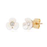 Tiny Iridescent Flower Studs - White