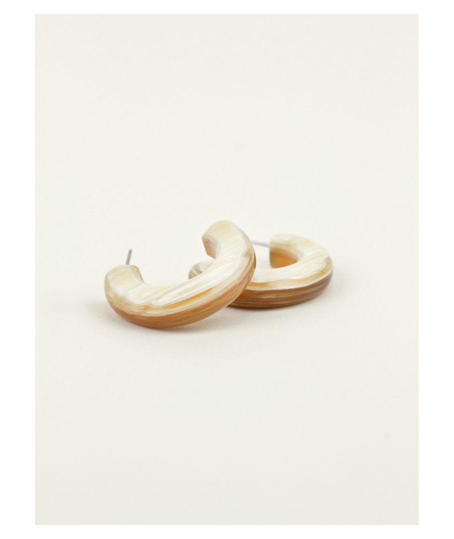 Thick Hoop Earrings - White Horn