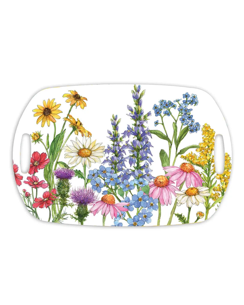 Bamboo Table Wildflower Serving Tray