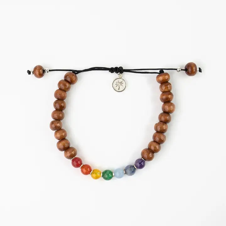 Wooden Chakra Beaded Bracelet