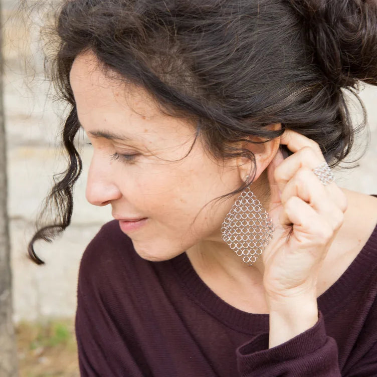 Pascale Lion Zoe AR Earrings (silver finish)