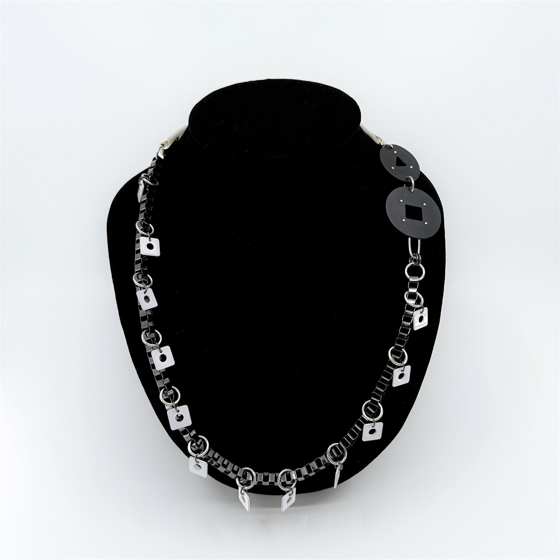 Double Disk Black & White Necklace