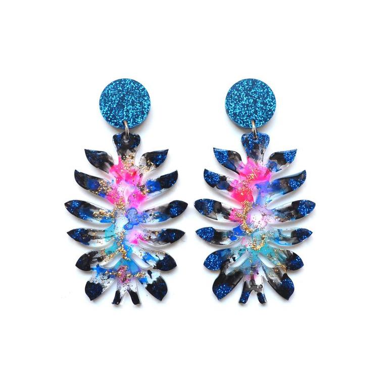 Space Flower Glitter Earrings by Boo + Boo Factory