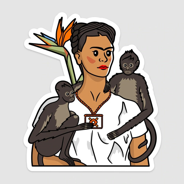 Frida Self Portrait with Monkeys Sticker