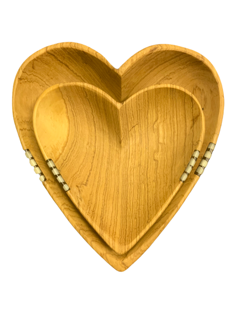 Heart Olive Wood Batik Bowl - 4"