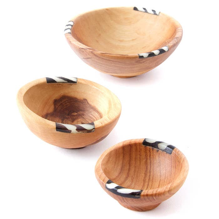 Batik Inlay Olive Wood Bowl - 4"