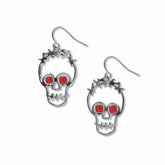 Two Skulls Red Bead Earrings