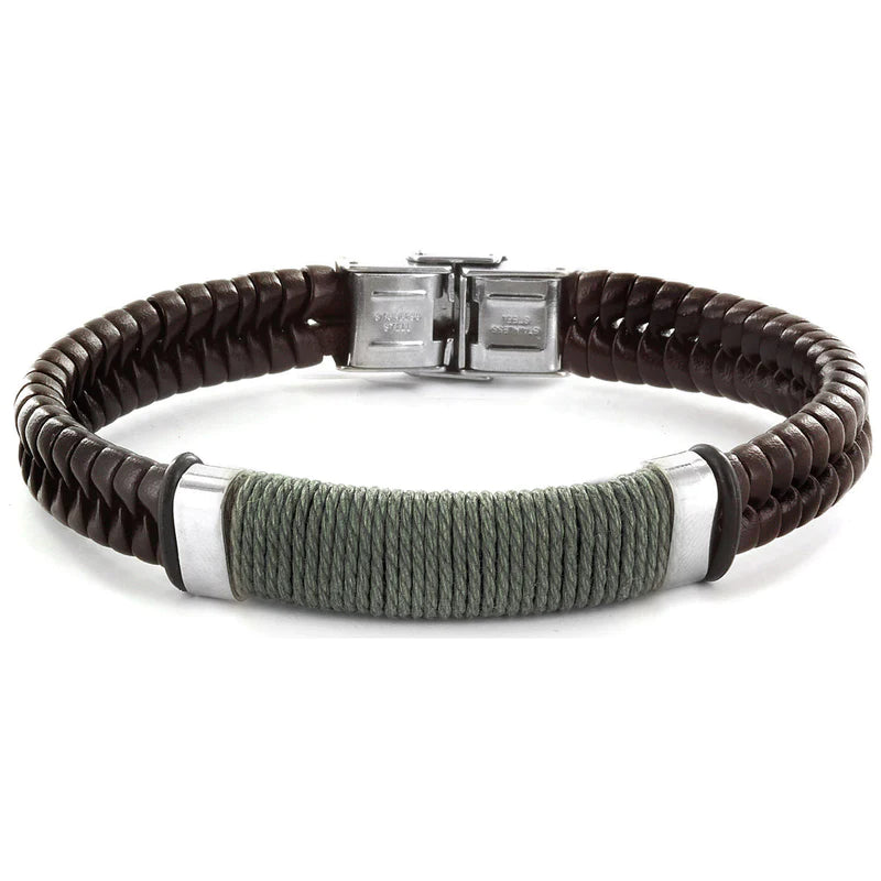Wrapped Colored Twine Leather Bracelet (brown)