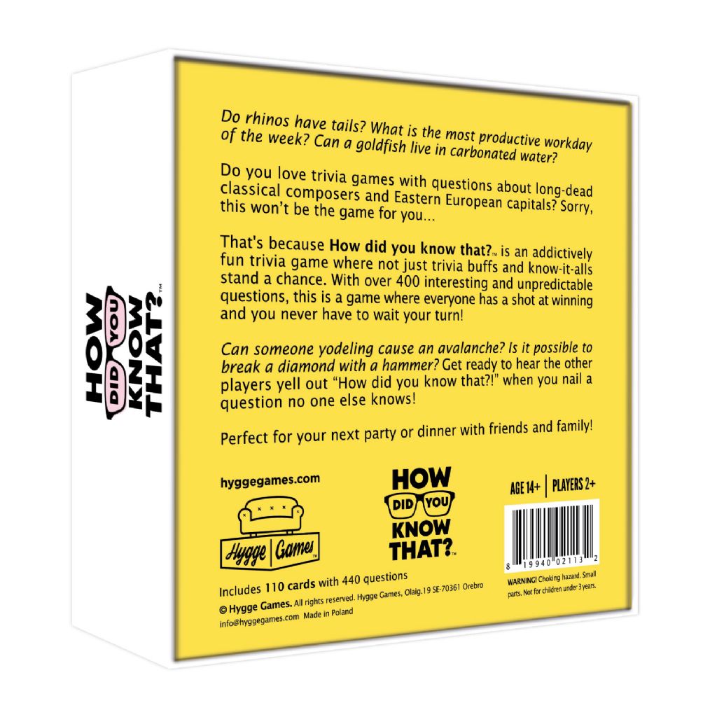 How did you know that? Party Trivia Game