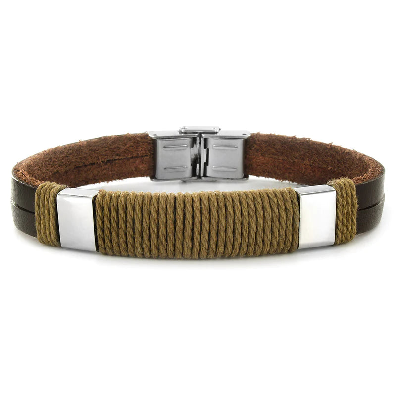 Accent Twisted Rope Leather Bracelet