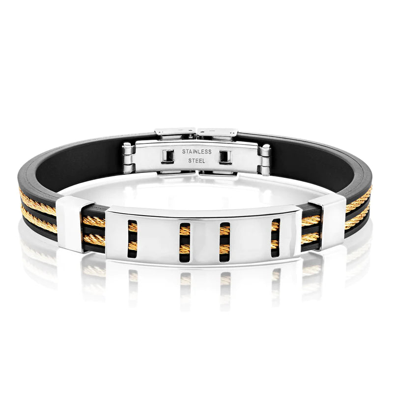 Double Cable Inlay Rubber Bracelet