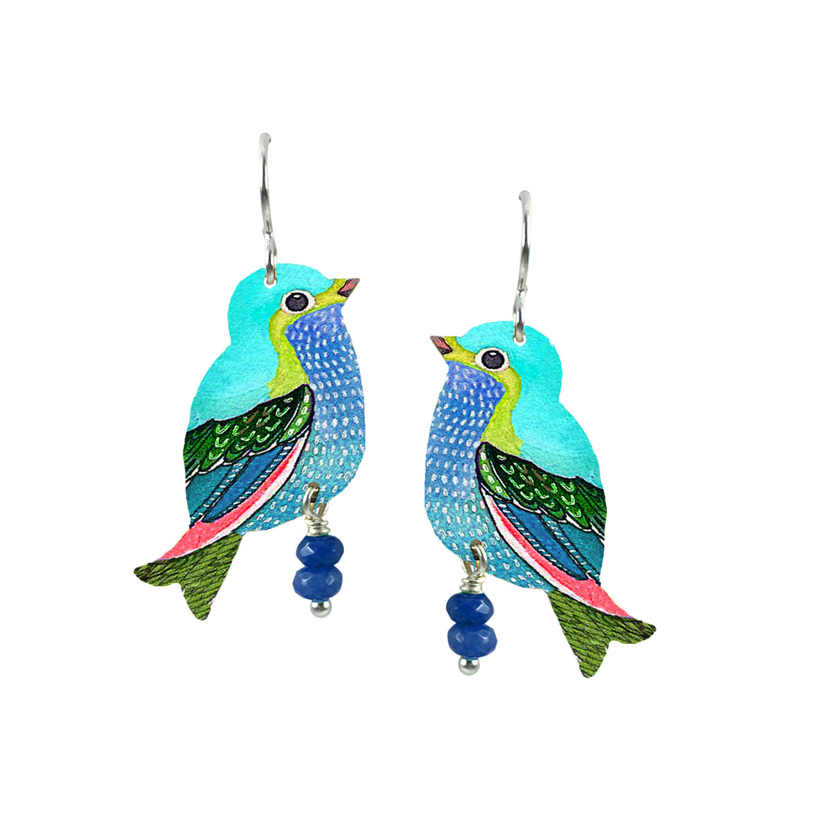 Blue Bird w/Beads Earrings