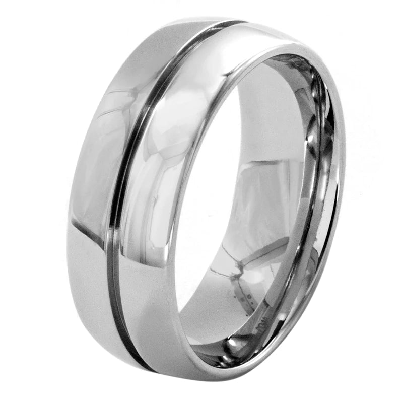 Stainless Steel Black Groove Ring (sz 10)