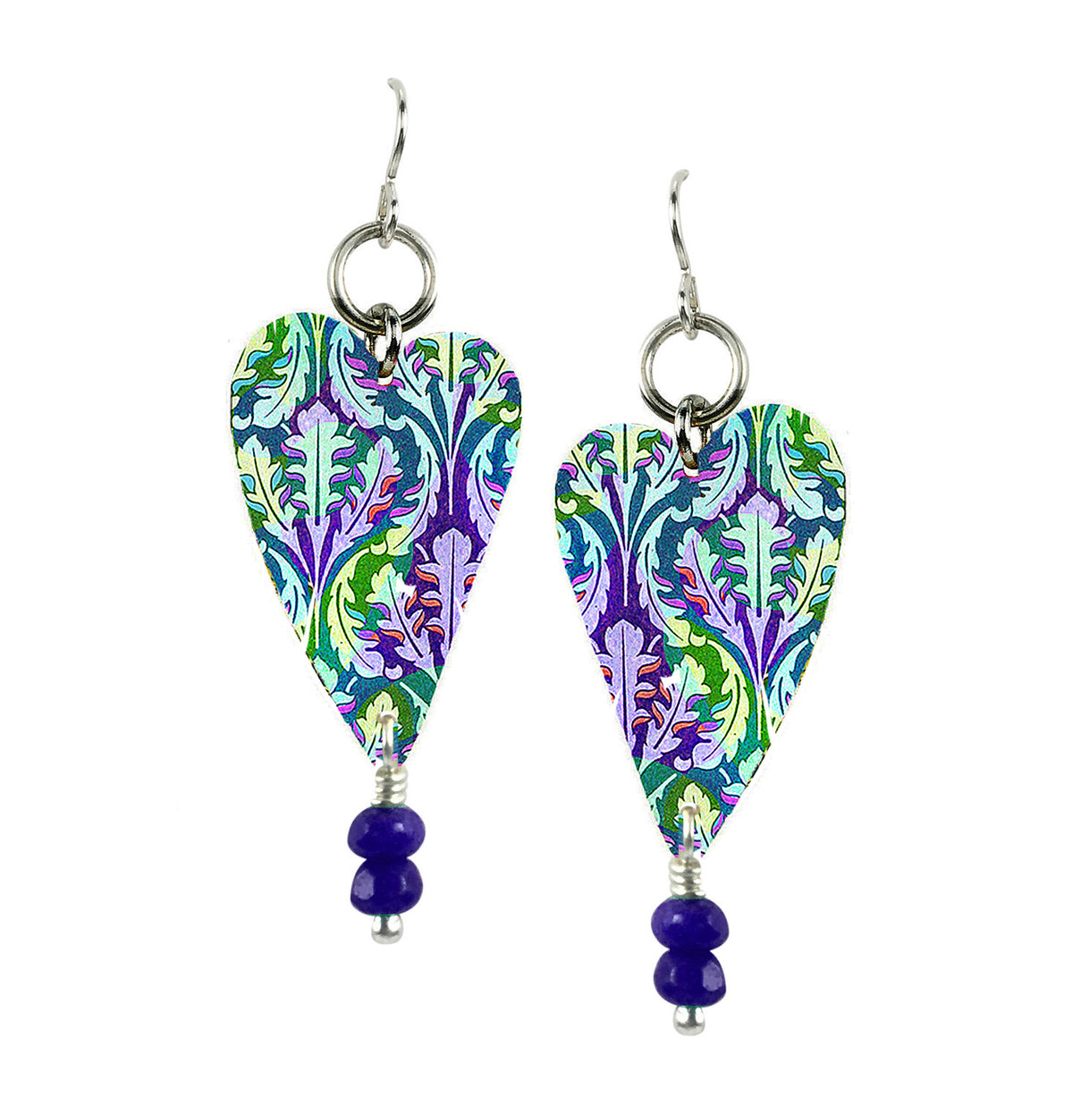 Purple Haven Heart w/Beads Earrings