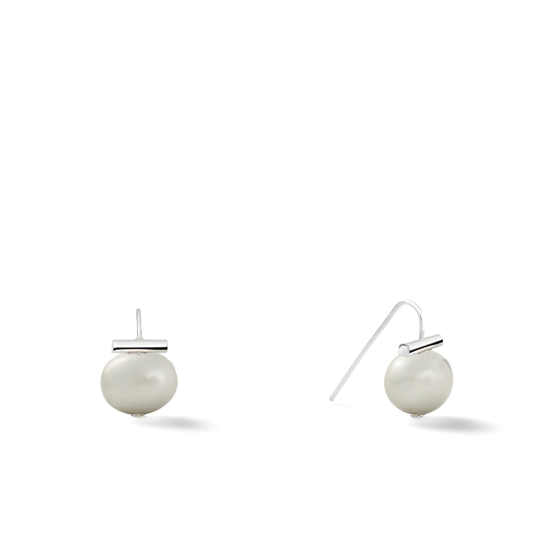 Pebble Pearl Earrings (Sterling Silver)