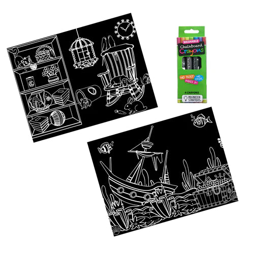 Chalkboard Travel Mat - Aquarium/Small Pet (set of 2 w/crayons)