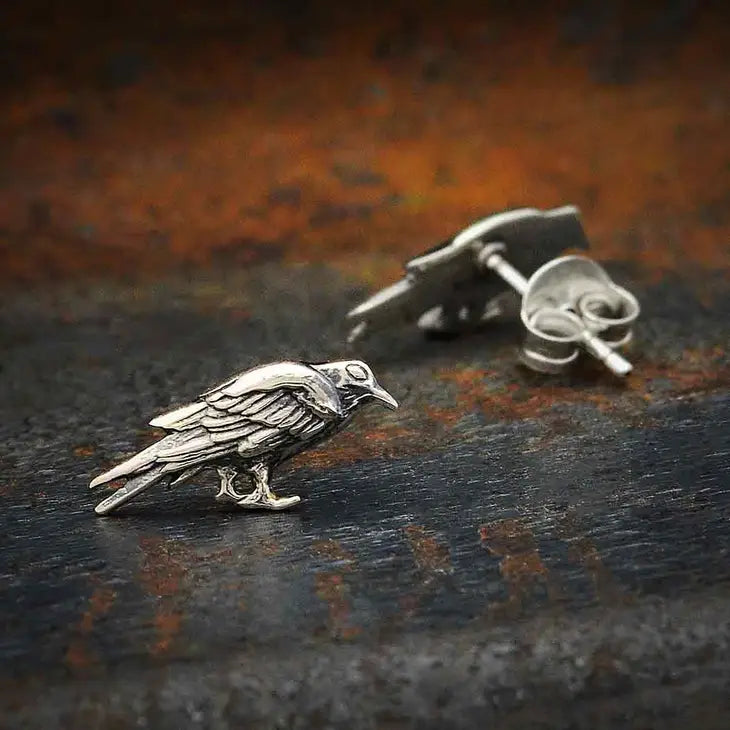 Raven Post Earrings (sterling silver)