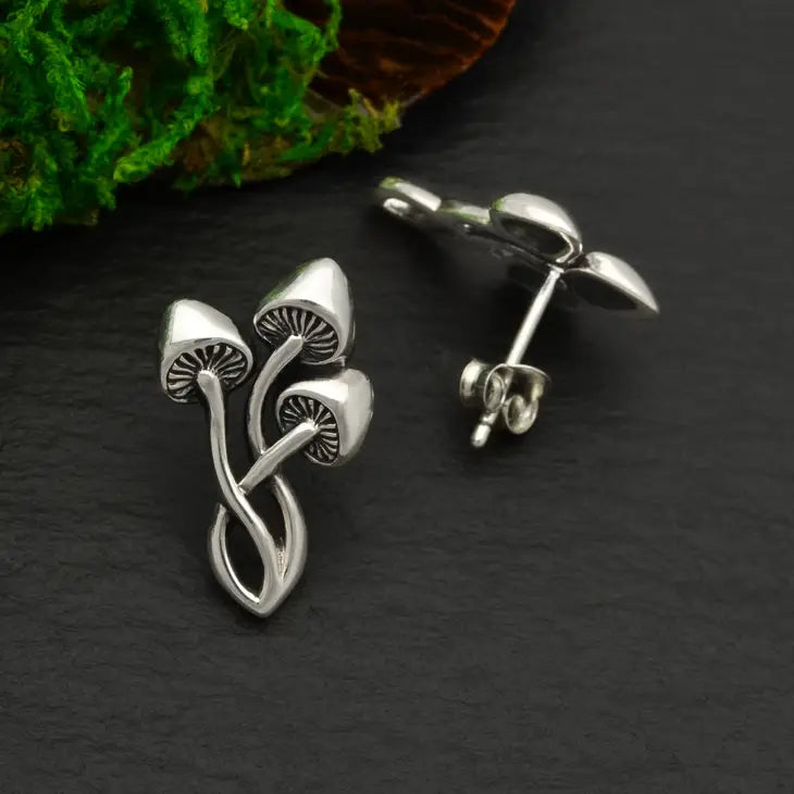 Three Mushroom Post Earrings (sterling silver)
