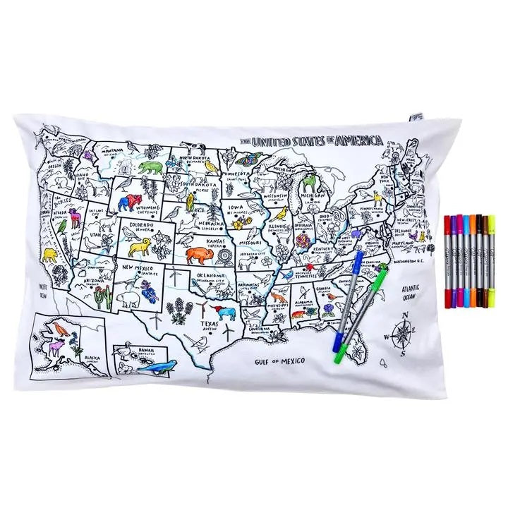 Eat Sleep Doodle US Map Pillowcase