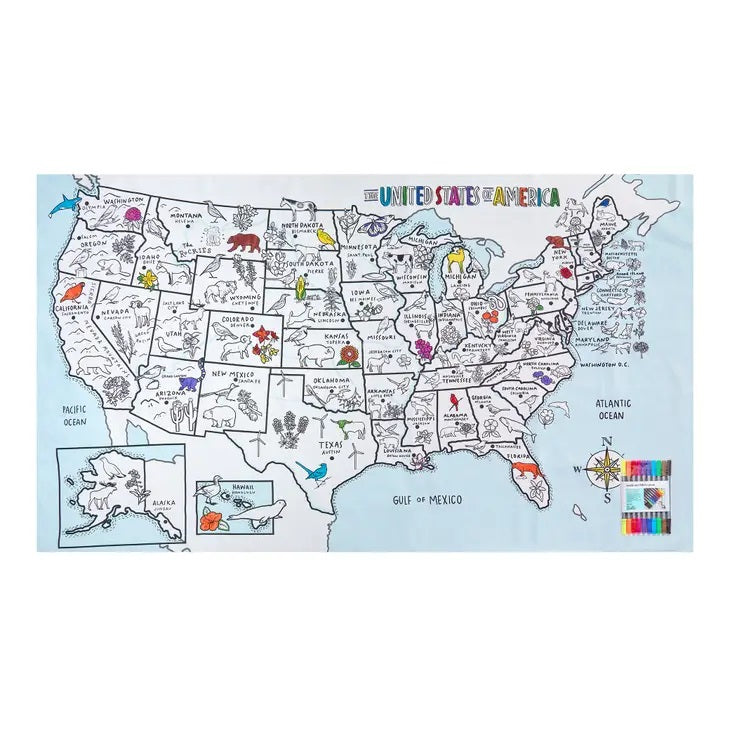 Eat Sleep Doodle United States Map Tablecloth