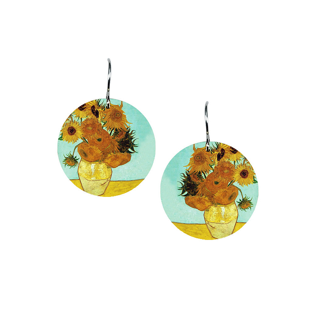 Sunflowers Van Gogh Disc Earrings