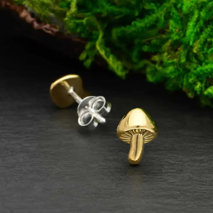 Mushroom Post Earrings (bronze)
