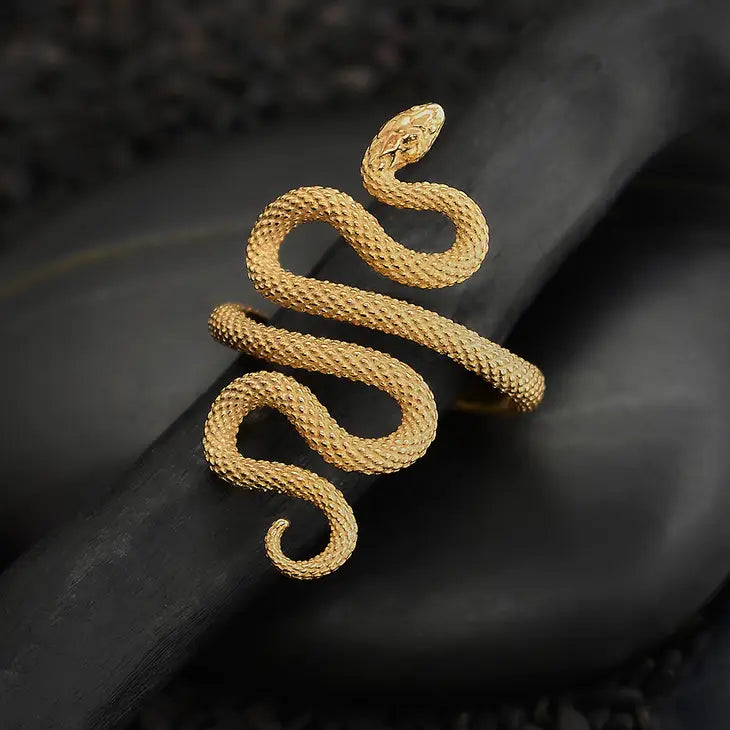 Textured Snake Adjustable Ring (bronze)