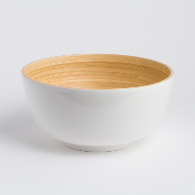 Large Bamboo Serving Bowl - White Gloss