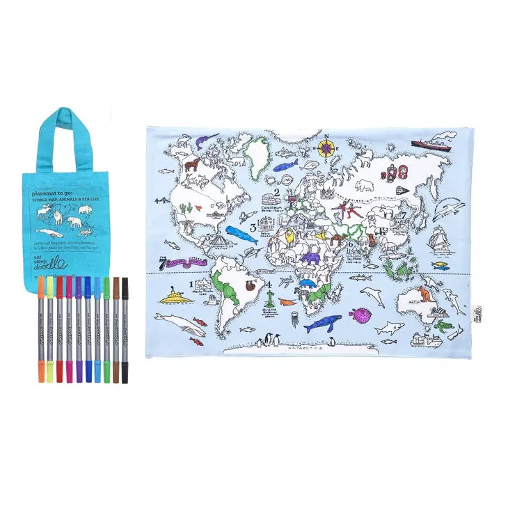 Eat Sleep Doodle World Map Placemat