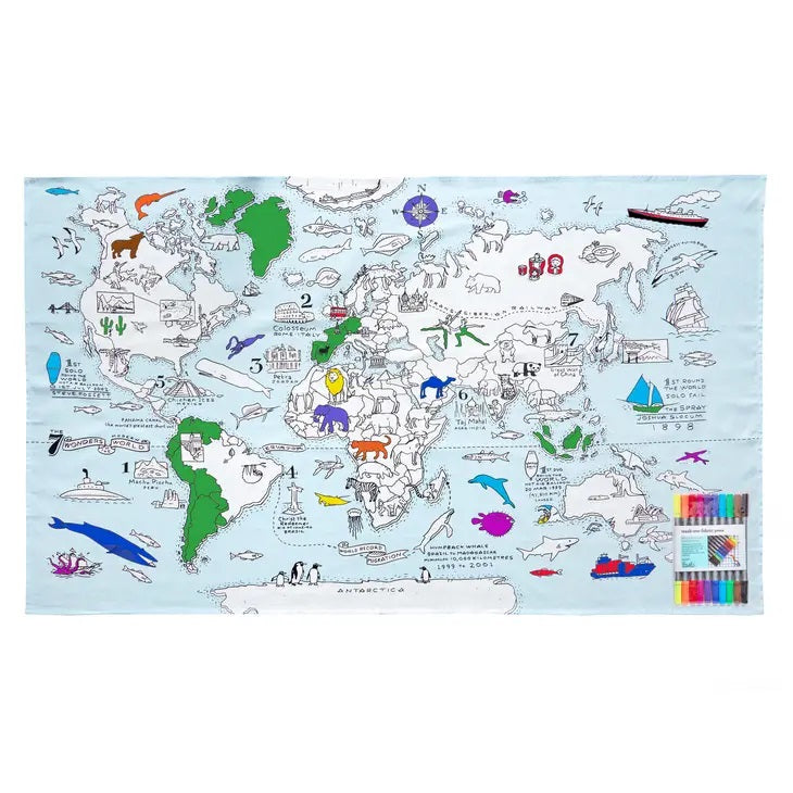 Eat Sleep Doodle World Map Tablecloth